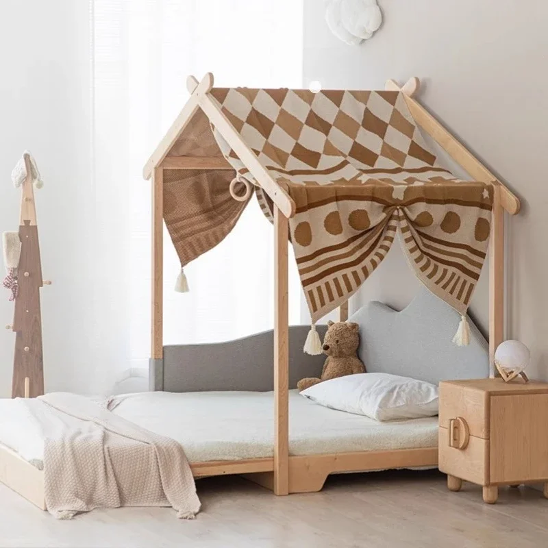 Solid wood children's bed, house bed telescopic bed baby pull-out bed