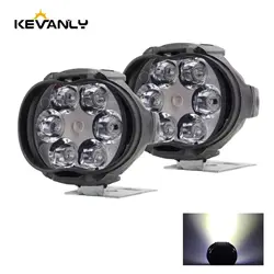 2PCS Work Lights 6 LED Motorcycle Headlight Spot Light Waterproof Super Bright Auxiliary Scooters Universal 12v Led Bar