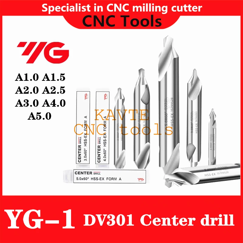 

YG-1 DV3010 HSS-EX 60 Degrees Center Drill Type A Center Drill D1.0 D1.5 D2.0 D2.5 D3.0 D4.0 D5.0 Processing Stainless Steel .St