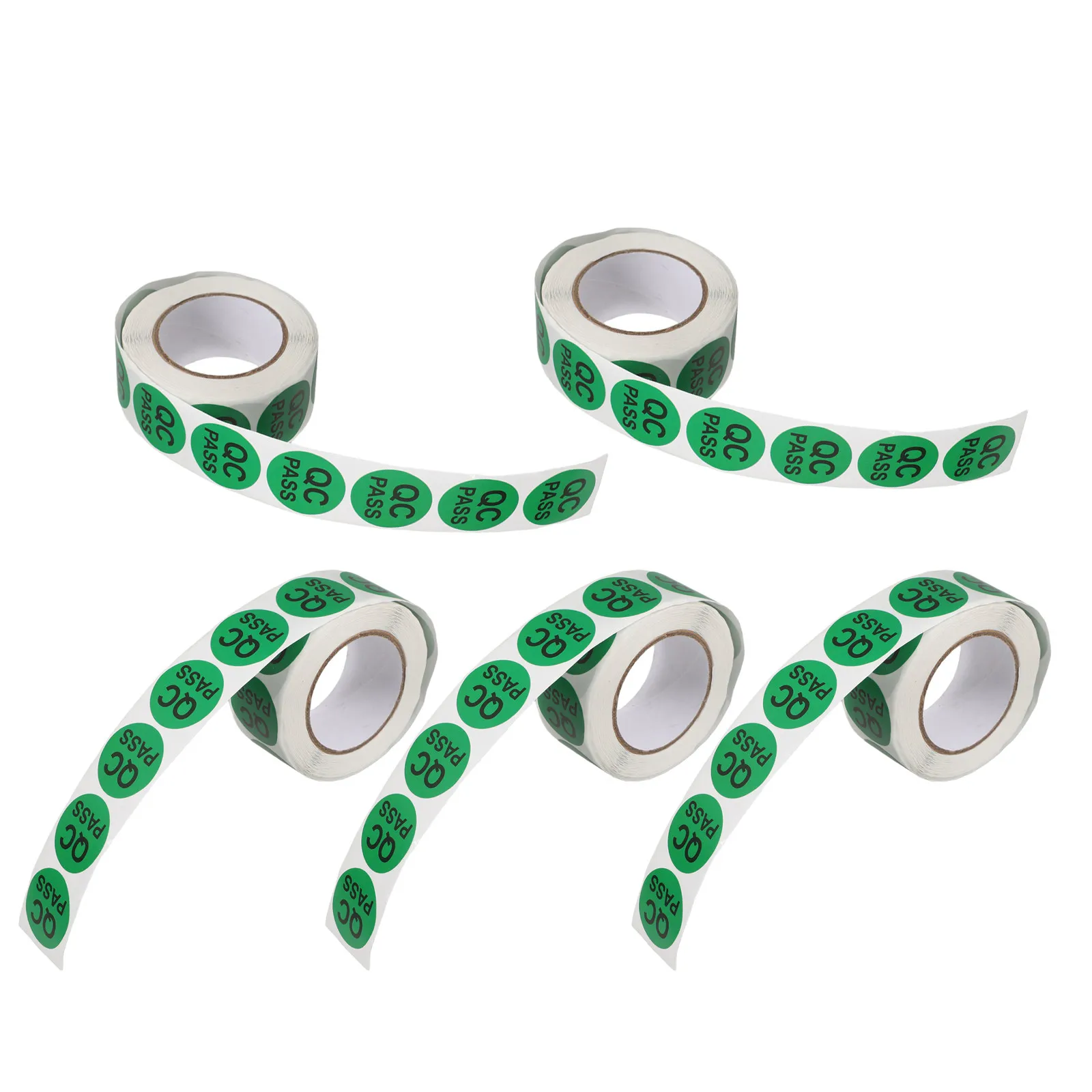 

5 Roll Round Adhesive QC Stickers Inventory Control Stickers Circle Quality Labels for Production Inspection Inventory Approval