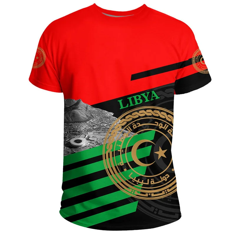 

New Design African Libya T-shirt Casual Street 3D Printed T Shirts For Men Kids Round Neck Short Sleeves Summer Sports Tees
