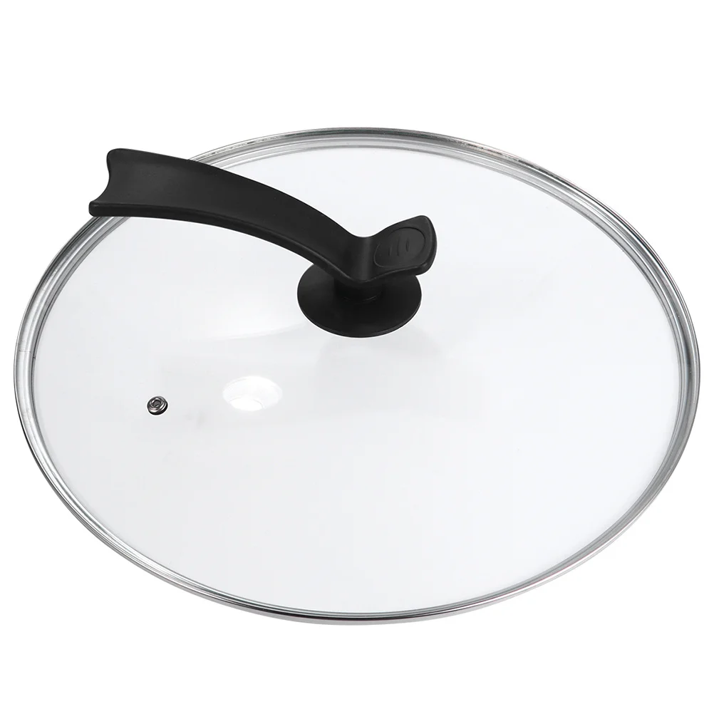 

1Pcs Glass Cookware Lid 26cm Tempered Transparent Pot Cover Stainless Steel Rim Standing Handle Anti-Spill Kitchen Pot Lid
