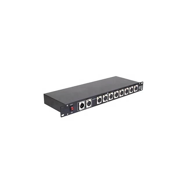 

8-полосный Dmx Distridutor 8 Усилитель дорожного сигнала 8 распределительных выходов сигнала с независимой электрической изоляцией