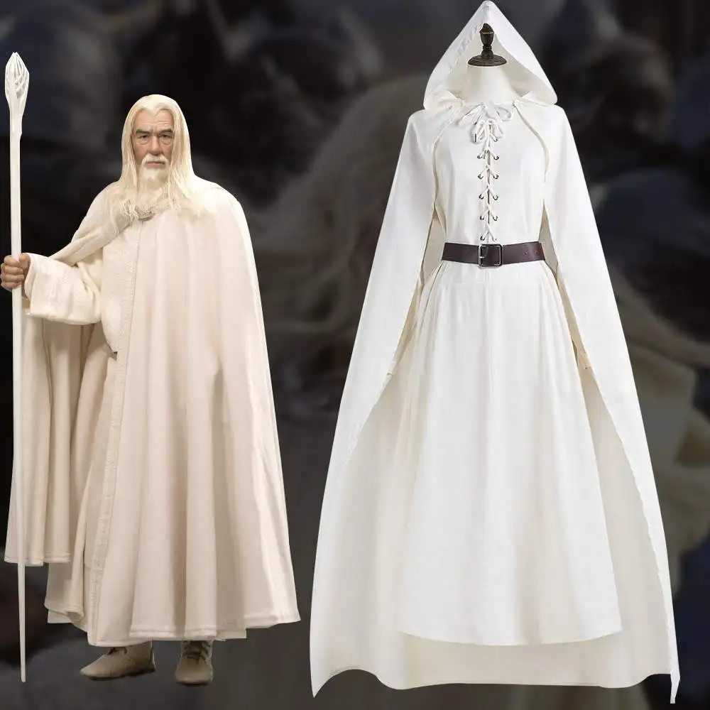 Halloween Film Wit Gewaad Gandalf Cosplay Filmkostuum Etnische kleding voor dames Toneelvoorstelling Traditioneel...