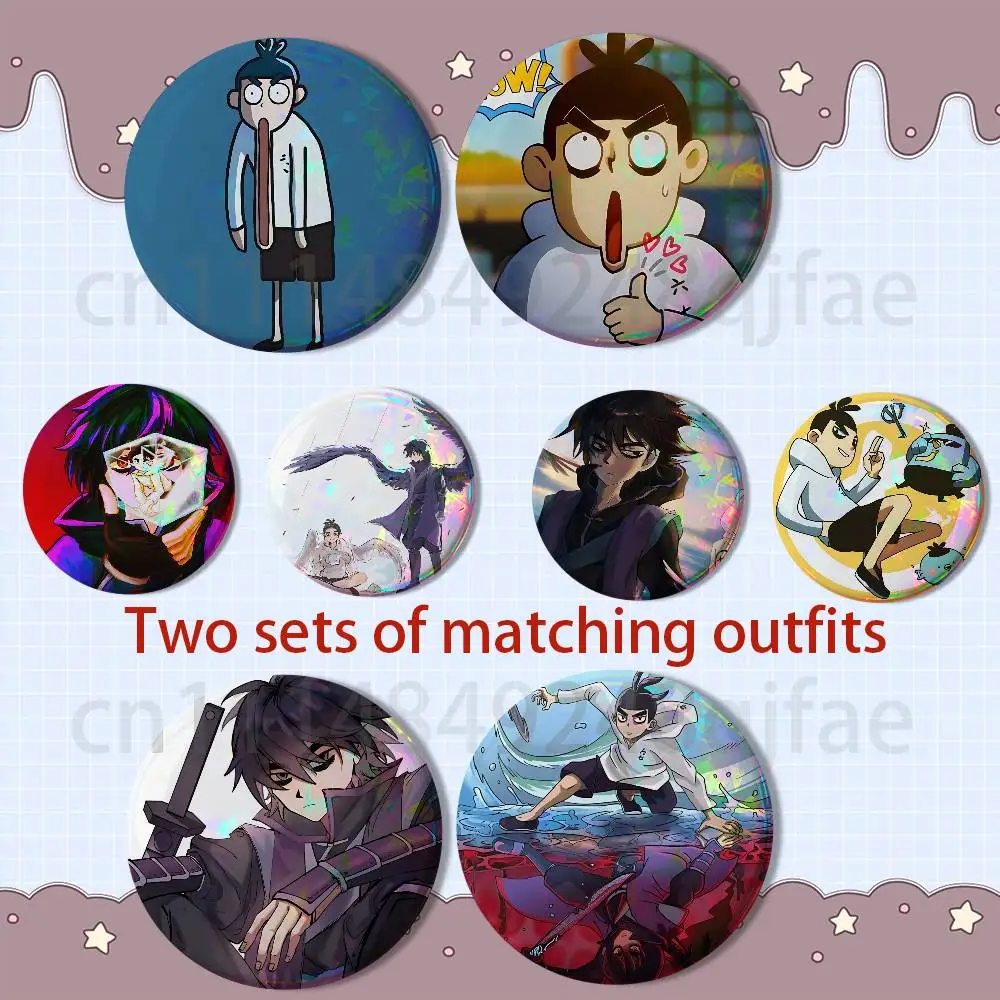 cool Killer Scissor Seven 2 piece set Badges On Backpack Jacket Cartoon Round Brooches Acrylic Button Pins Collection Gifts