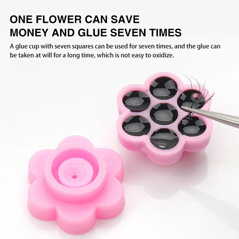 100/200/500pcs Eyelash Extension Pink Flower Glue Delay Cup Tattoo Adhesive Pigment Holders Grafting Eye lashes Holding Trays