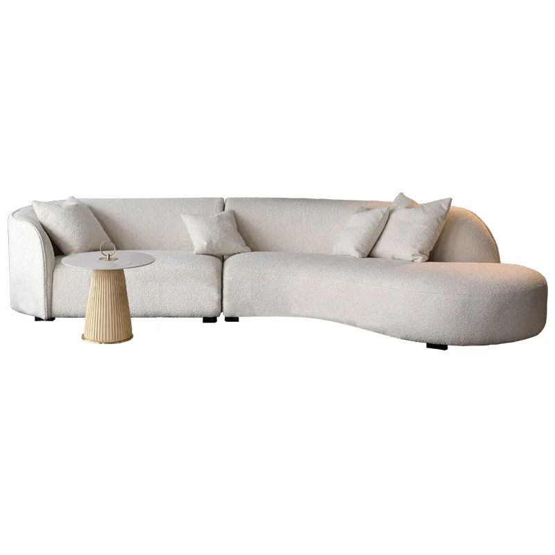 Italian Nordic living room leisure integrated Japanese lamb wool fabric curved special-shaped sofa