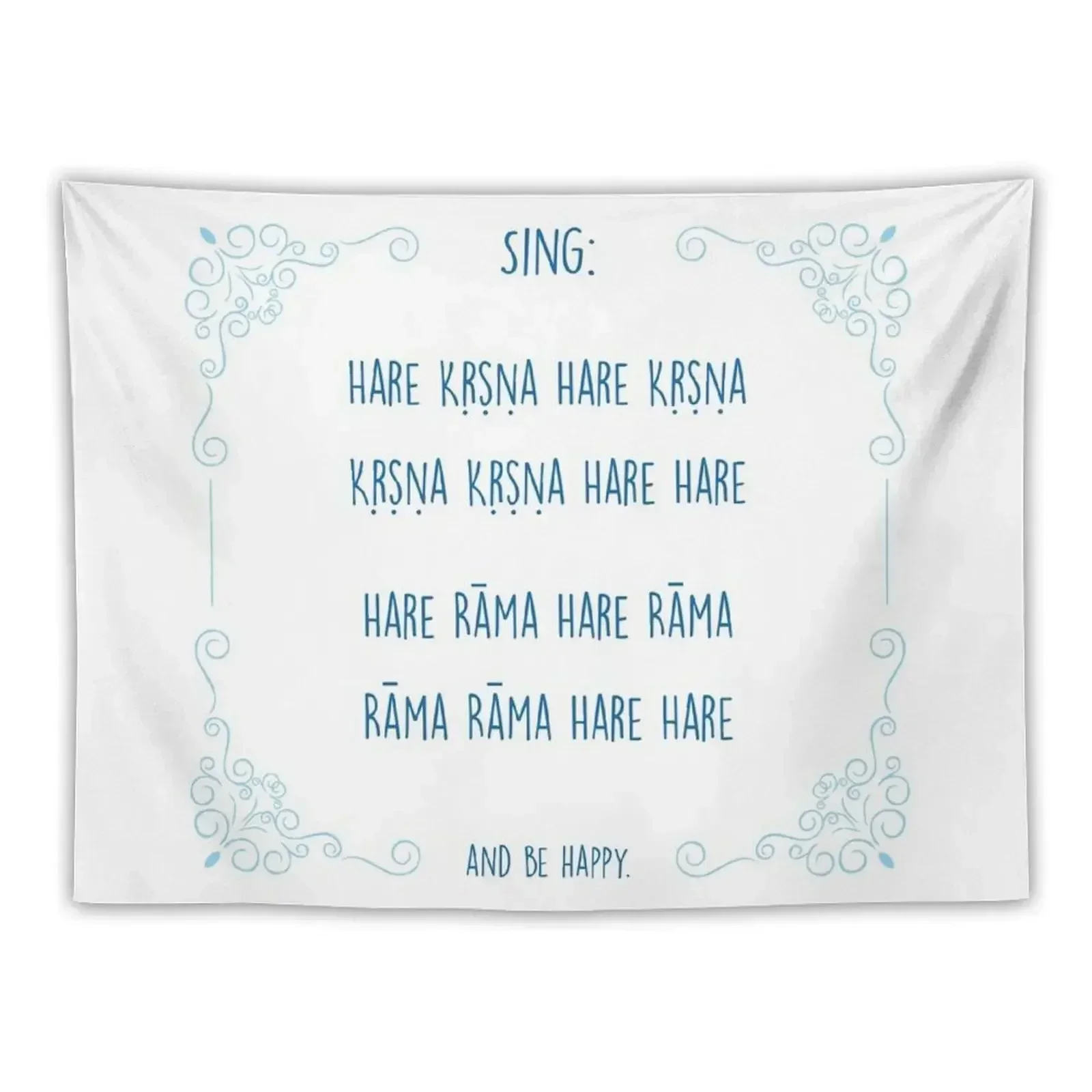 Hare Krishna Movement Mantra Blue Tapestry Decorative Wall Wall Hanging Decor Kawaii Room Decor Tapestry