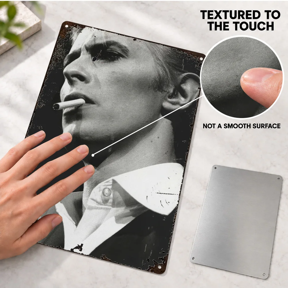 David Bowie Smoking Singer Printed Poster Personalized Aluminum Metal Sign Contrast Music Theme Wall Art For Home Studio Decor