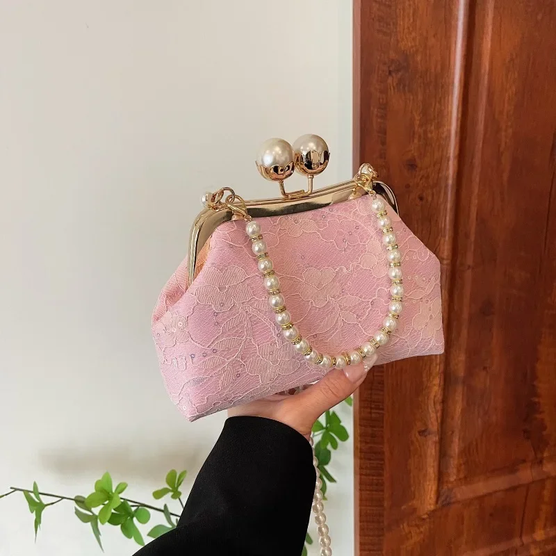 Luxury Brand Metal New Fashion Shoulder Bags Women Sequined Crossbody Bags Beading Pearl Party Large Capacity Bags for Women