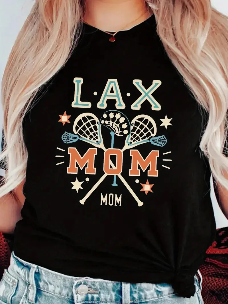 2024 New Good Moms Say Bad Words Letter Printed T-shirt Summer Casual Comfortable Round Neck Top Summer