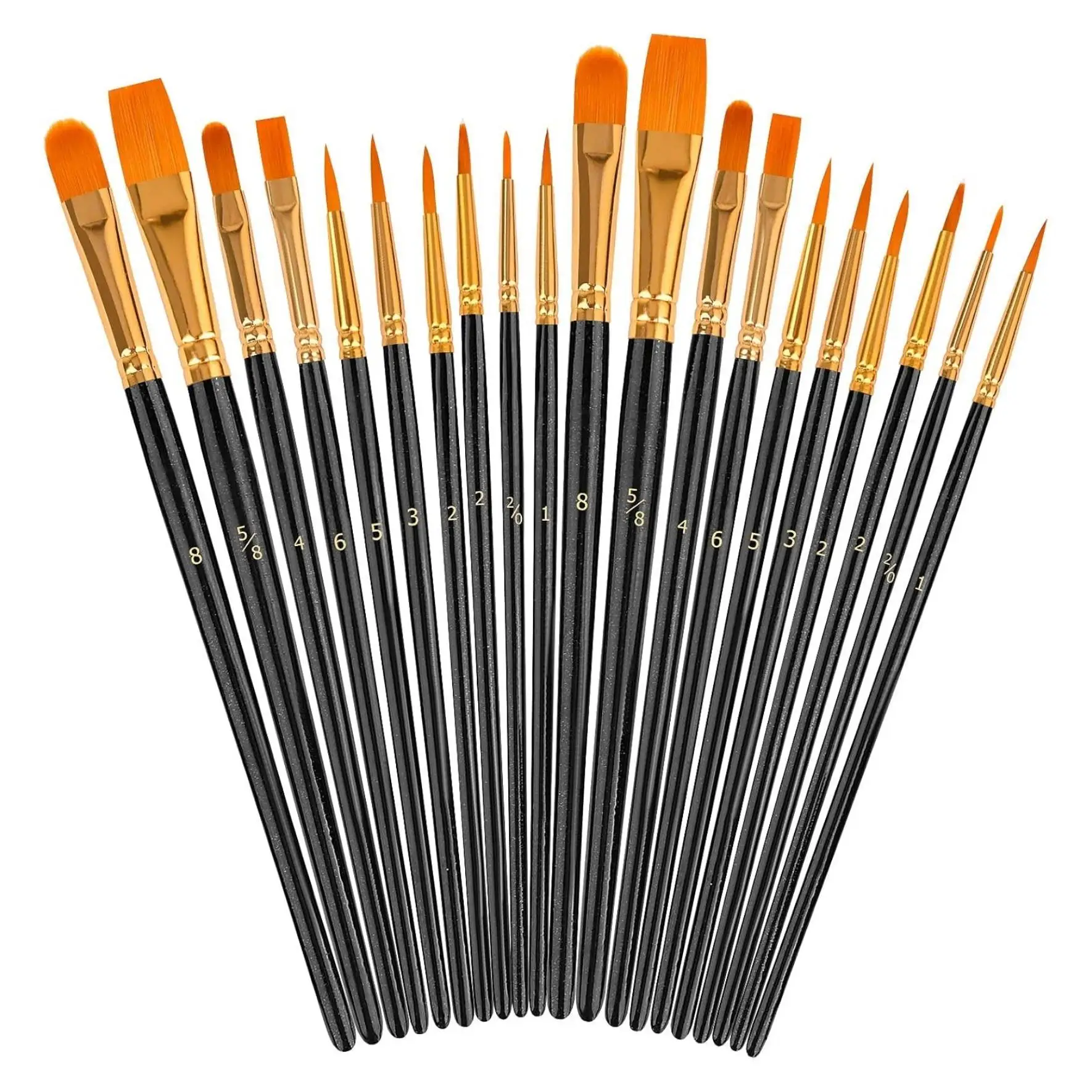 20pcs round headed pointed nylon brush cover, artist acrylic paint brush, suitable for acrylic oil painting and watercolor