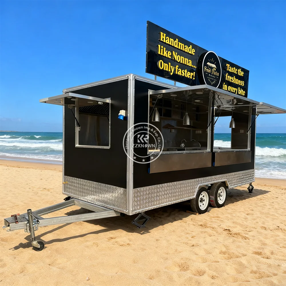 

Modern Fully Equipped Kitchen Pizza Coffee Ice Cream BBQ Crepes Food Trailer Portable Food Truck With Full Kitchen