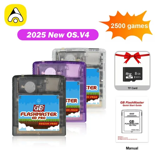 Imagen 1 del producto Tarjeta de juego con cartucho Flashmaster 2500 en 1 OS V4 GB Pro para consolas de juegos Gameboy/Gameboy Color/GBA SP con tarjeta TF de 8GB