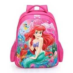 Princesa Sereia Escola Mochila para Crianças, Cartoon Bookbag, Crianças Bolsas, 3 Pcs, 16