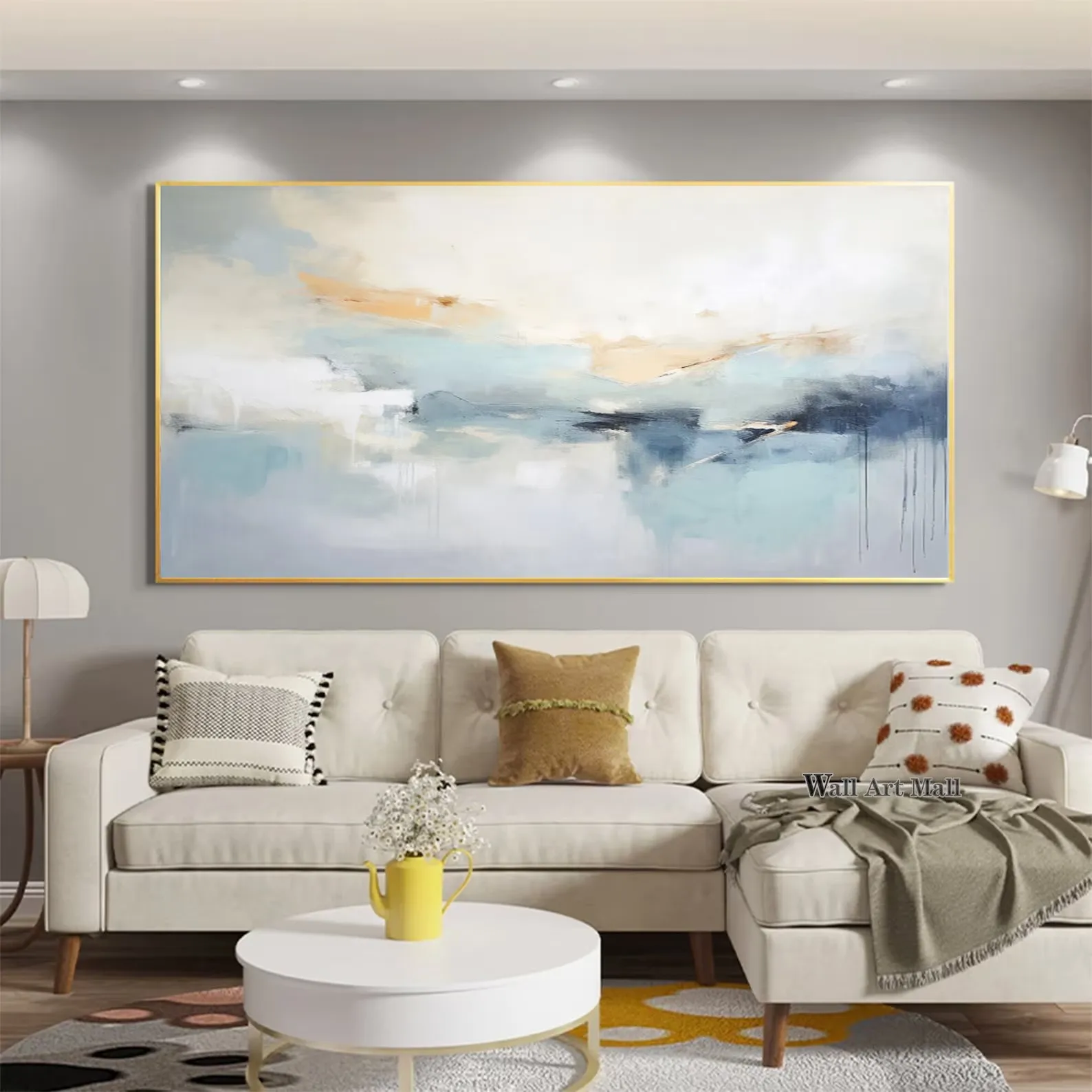 

Ручная роспись абстрактные картины на холсте искусство фотообои синяя текстурированная пейзажная живопись минималистское искусство Современный домашний декор