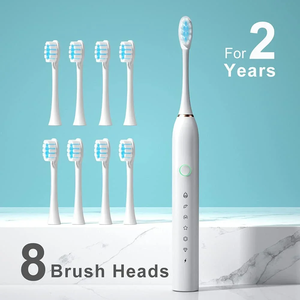 Sonic Electric Toothbrush For Adults Children Rechargeable Ultrasound Teeth Whitening Tools IPX7 Waterproof 8 Brush Head