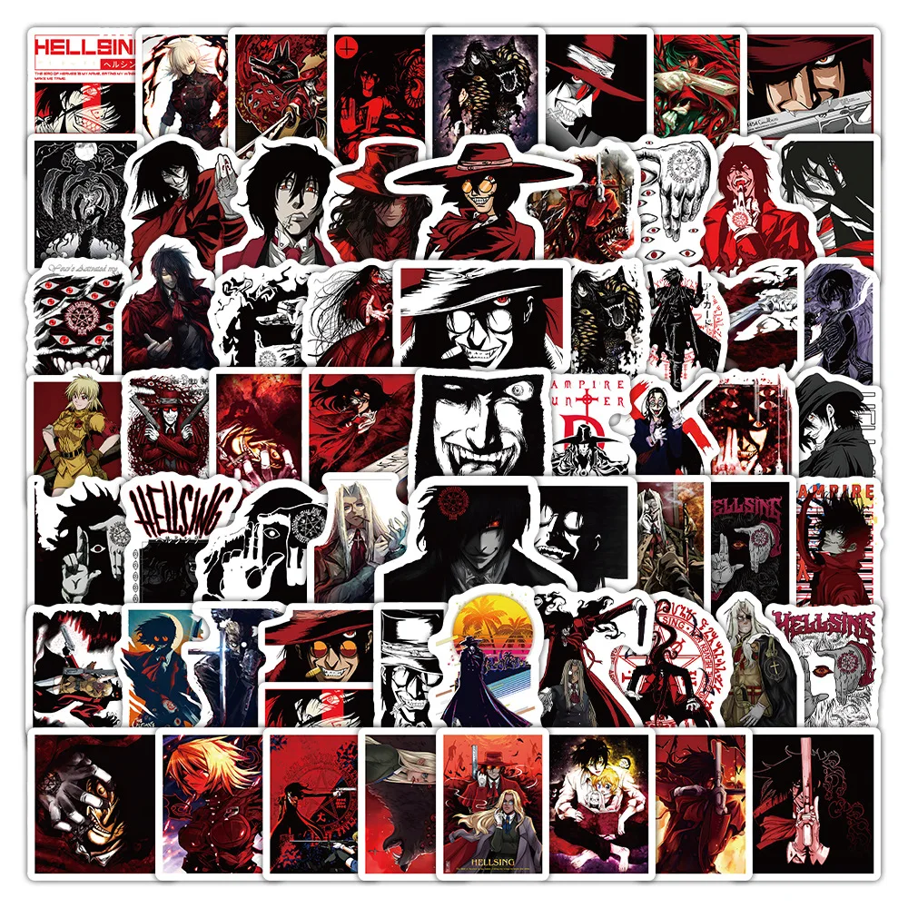 Imagem -02 - Hellsing Anime Dark Vampire Graffiti Adesivos para Crianças Laptop Bagagem Motocicleta Telefone Viagens Decalque dos Desenhos Animados Brinquedo Clássico 10 Pcs 103 Pcs