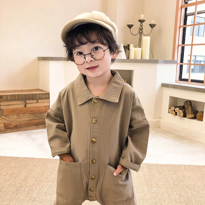 Children Long Sleeve Jumpsuit Baby Overall Pants Korean Fashion Kids Clothes 2024 Spring Boys Girls Toddlers Rompers Jumpsuits