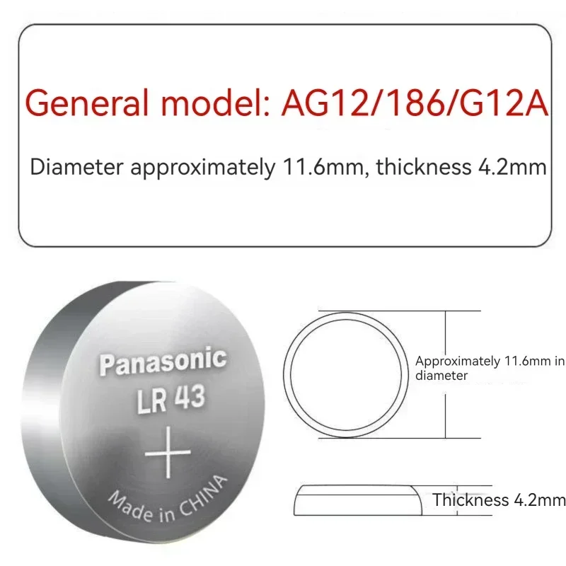 Panasonic LR43 186 AG12 386 SR1142 LR1142 SR43 301 V12GA 1.5V Alkaline Button Cell Battery For Watch Calculator Remote Control
