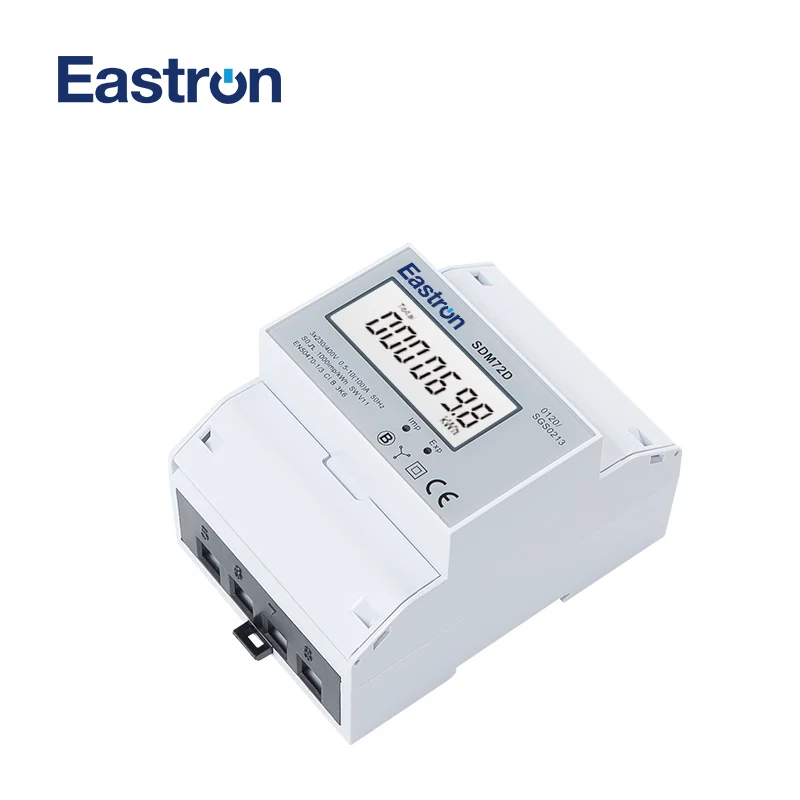 SDM72D MID, 10(100)A,220/230V, 3 Phase 4 Wire Energy Meter; 4 Module Wide; Pulse Output;100A Direct Load, 6+1 Digits LCD Display