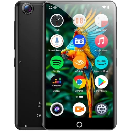 Imagen 1 del producto Reproductor de MP3 de 80 GB (16 GB + 64 GB) con Bluetooth y WiFi, reproductor de MP3 con cámara trasera, reproductor de Mp3 Android Mp4 con Spotify, audible,