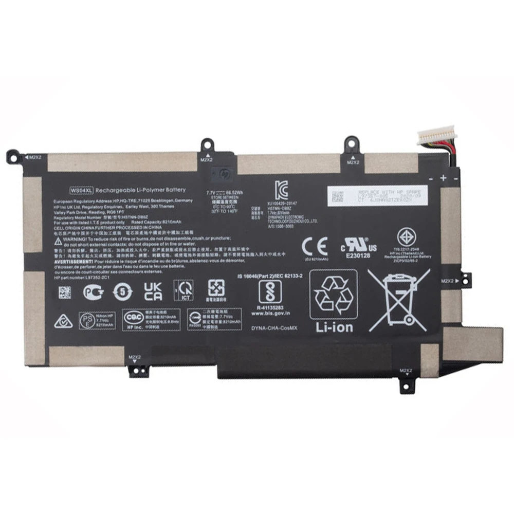 Imagem -03 - Bateria Genuína do Portátil para hp Spectre Novo e Genuíno Original Ws04xl 7.7v 66.52wh X360 14-ea 14t-ea 14t-ea000 L973522d1 Hstnn-db9z
