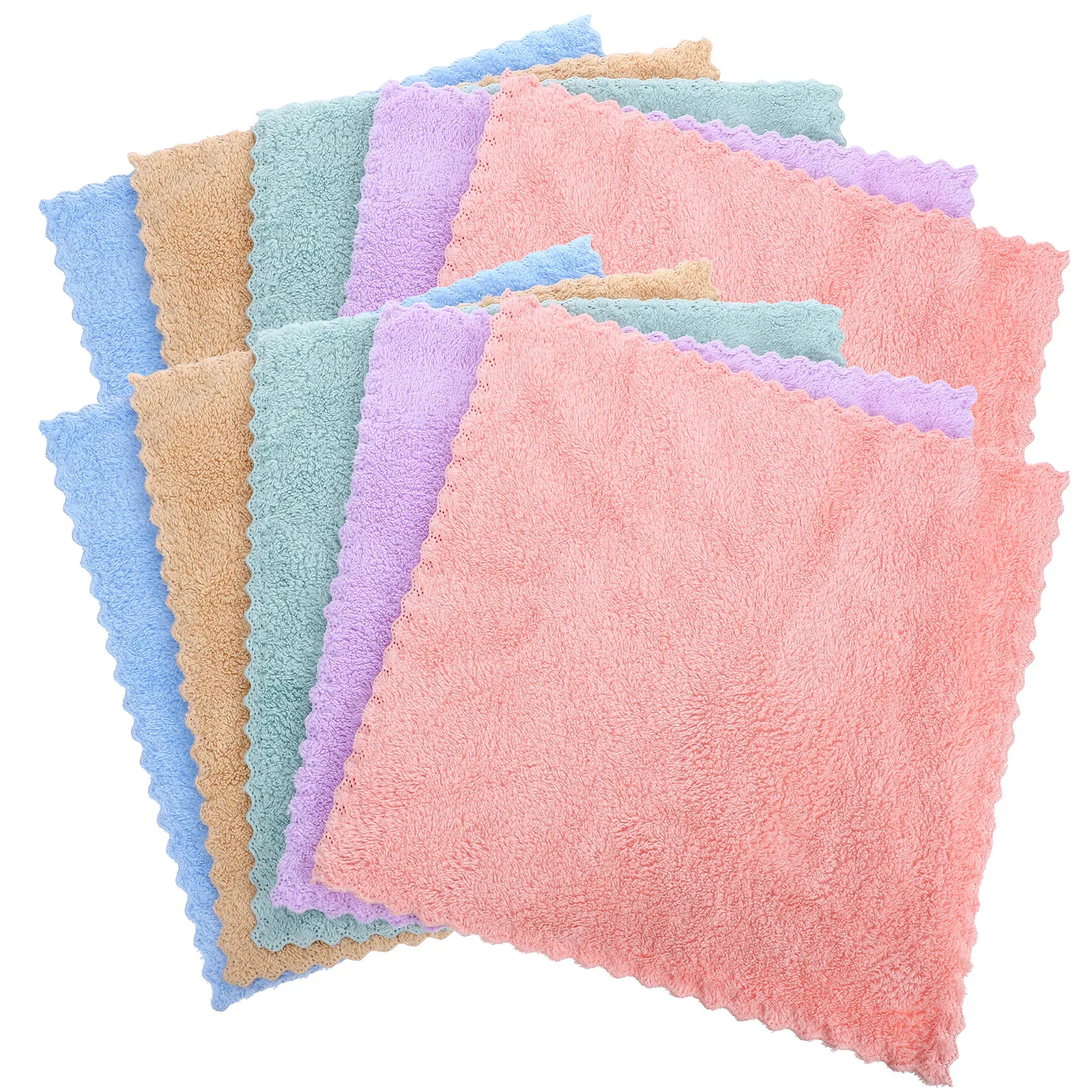 10Pcs Coral Fiber Face Wash Towels Soft Microfiber Washcloths Multipurpose Makeup Remover Cloths for Bathroom Shower