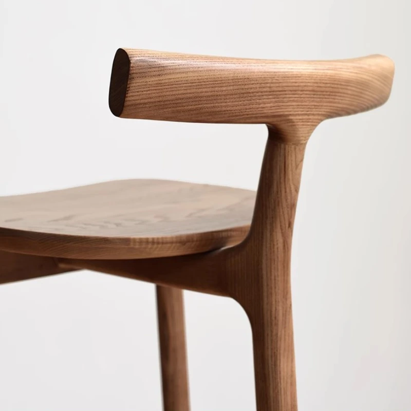 Silla de Bar nórdica de madera maciza, diseño de isla Simple y moderno, ocio creativo, respaldo moderno Para el hogar, Bancos Para Bar