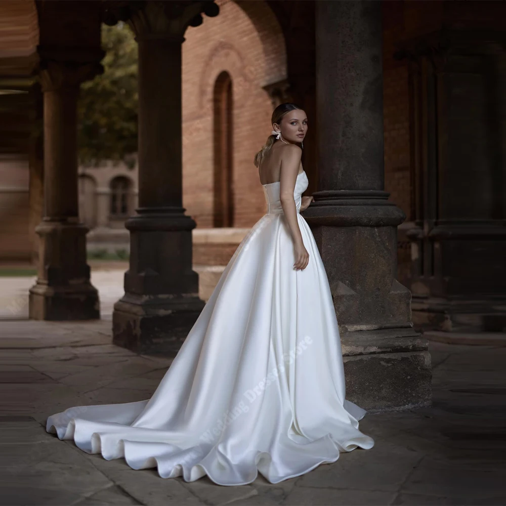 Suknie ślubne z dekoltem w serduszko dla kobiet na rok 2025, eleganckie suknie ślubne bez pleców, suknie zaręczynowe, bankietowe Vestidos Novias Boda, szyte na miarę