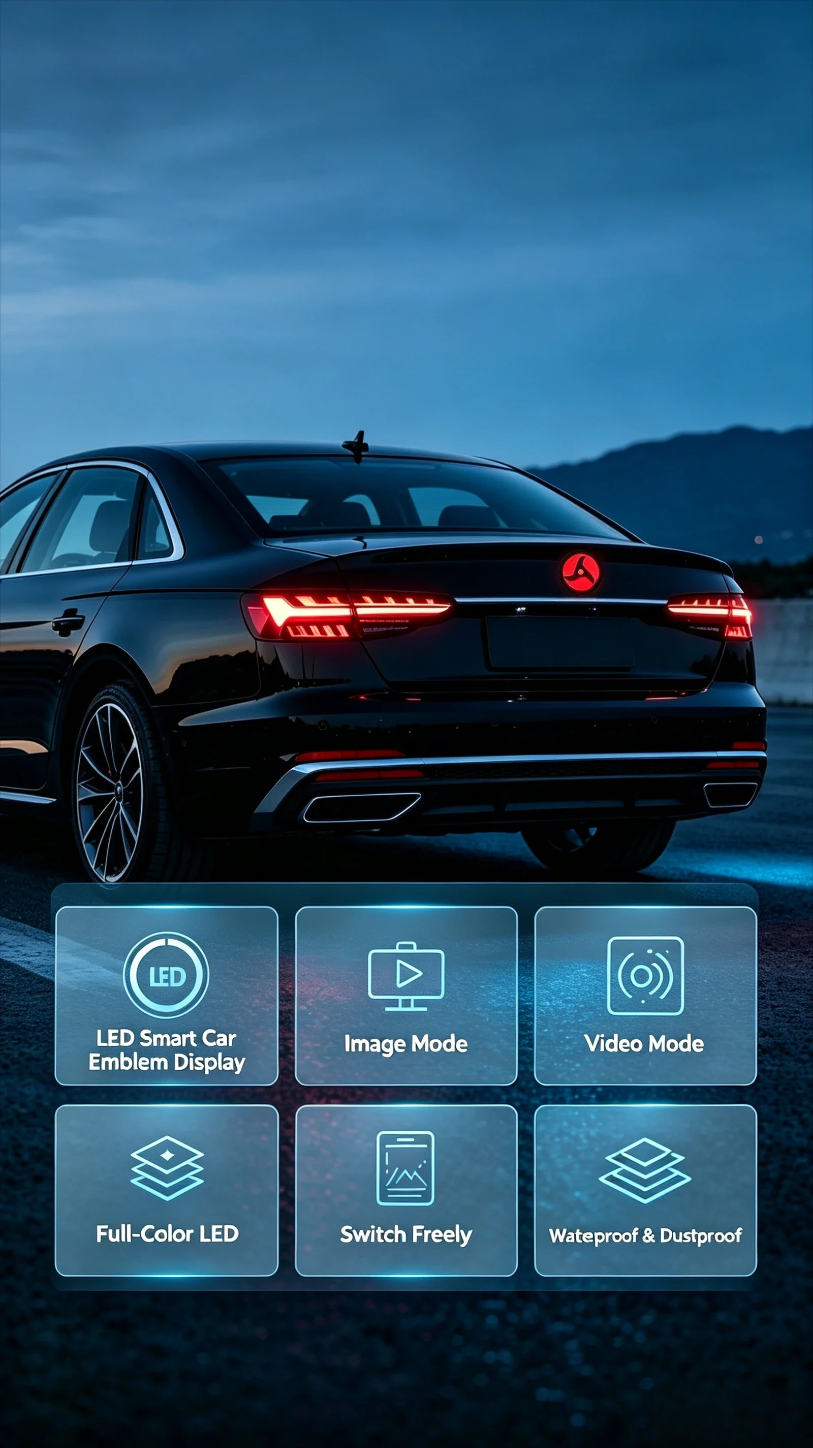 Intelligent dynamic LED vehicle emblem, custom trunk logo, car styling modification parts for BMW.