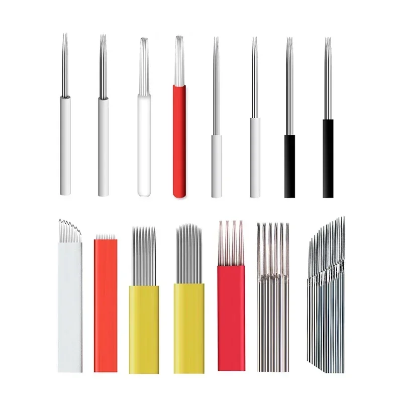 50pcs 7/9/11/12/14/16/17/18/21 Pins U Shape  Permanent Makeup Needles Blade For 3D Eyebrow Tattoo Microblading Tattoo Pen