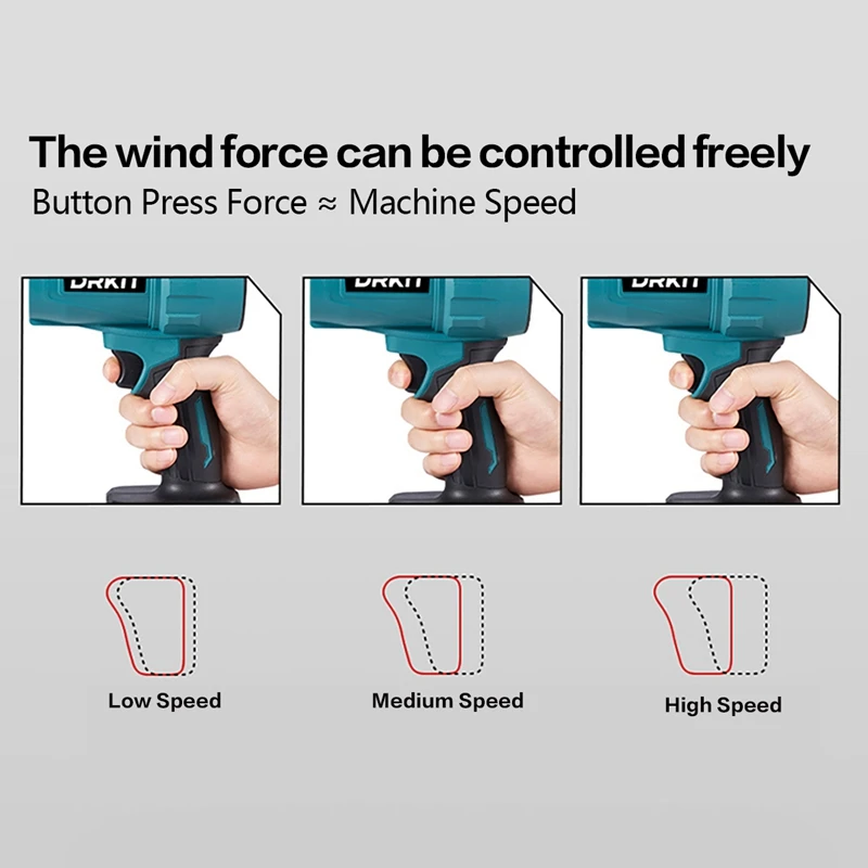 DRKIT-soplador de aire eléctrico inalámbrico sin escobillas, 1500W, Turbo Jet, herramienta de eliminación de polvo y nieve para batería Makita de 18V