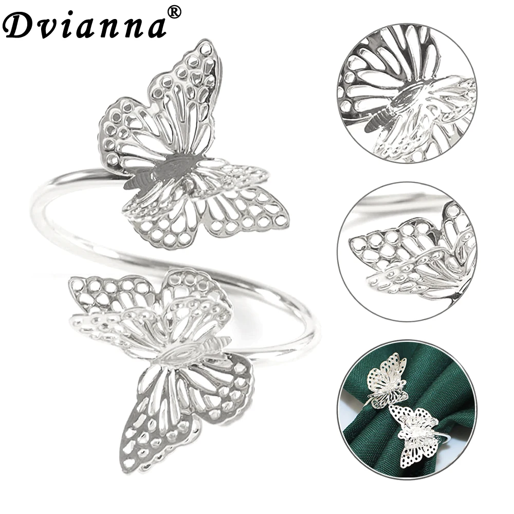 

18Pcs Butterfly Party Table Decorations Silver Butterfly Napkin Rings Holder for Wedding Baby Shower Birthday Party Theme Decor