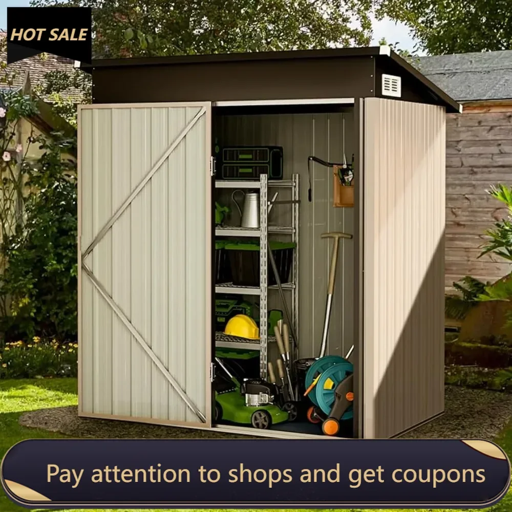 Outdoor Metal Shed for Tool Niche Storage 5x3 FT Bounce House Garbage Can Outdoor Wardrobe Garden Bike Container Mobile House