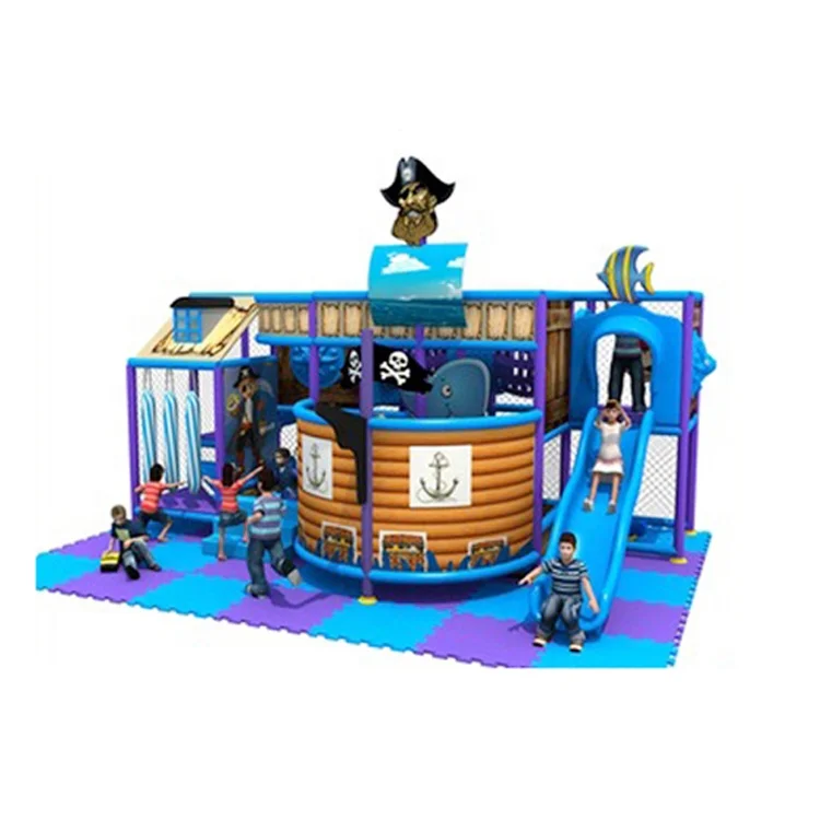 

Kids Games Commercial Playhouses Children Soft Indoor Playground Equipment, Pirate Ship Themed Playground