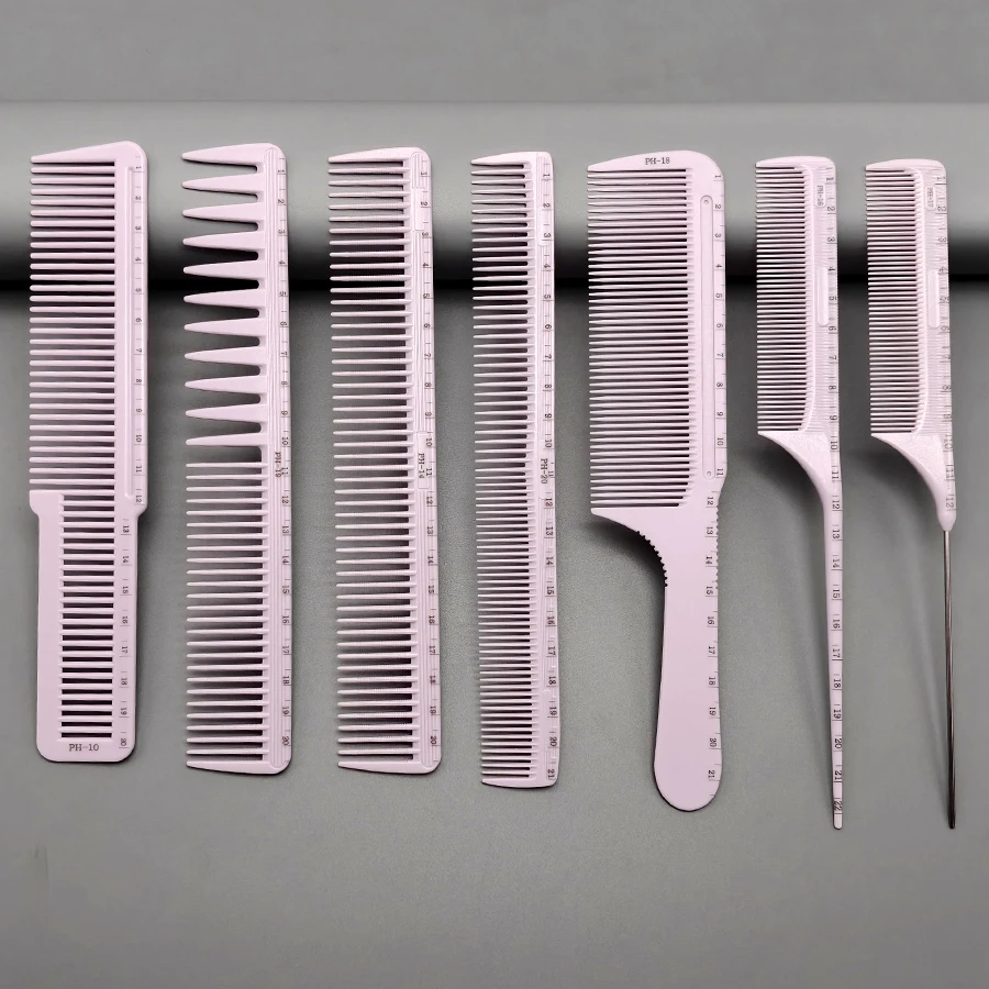 Seven-Piece Comb Set, Professional Hairdressing Combs, Essential Hair Cutting Comb Set for Salon Stylists, a Set of Combs to Enhance All Hairstyles, Combs for Men's Hair/Women's Hair/Tail Hair/Oil Hair Styles