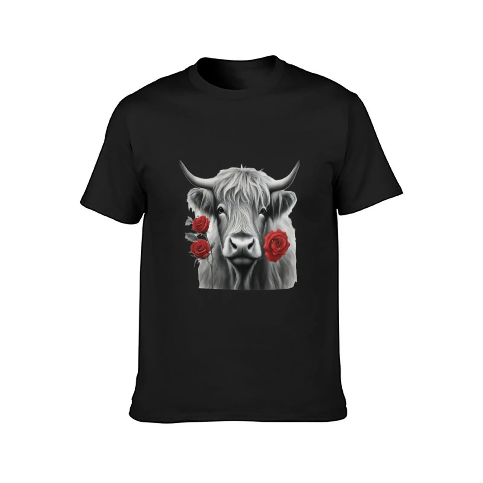 Highland Cow Valentine T-Shirt cute clothes funnys Men's cotton t-shirt