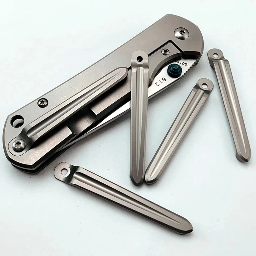 1 piece Titanium Alloy Folding Knife Back Clip for SANRENMU SRM 812 912 901 902 9103 9104 One-Piece Design CNC Custom DIY Clamp