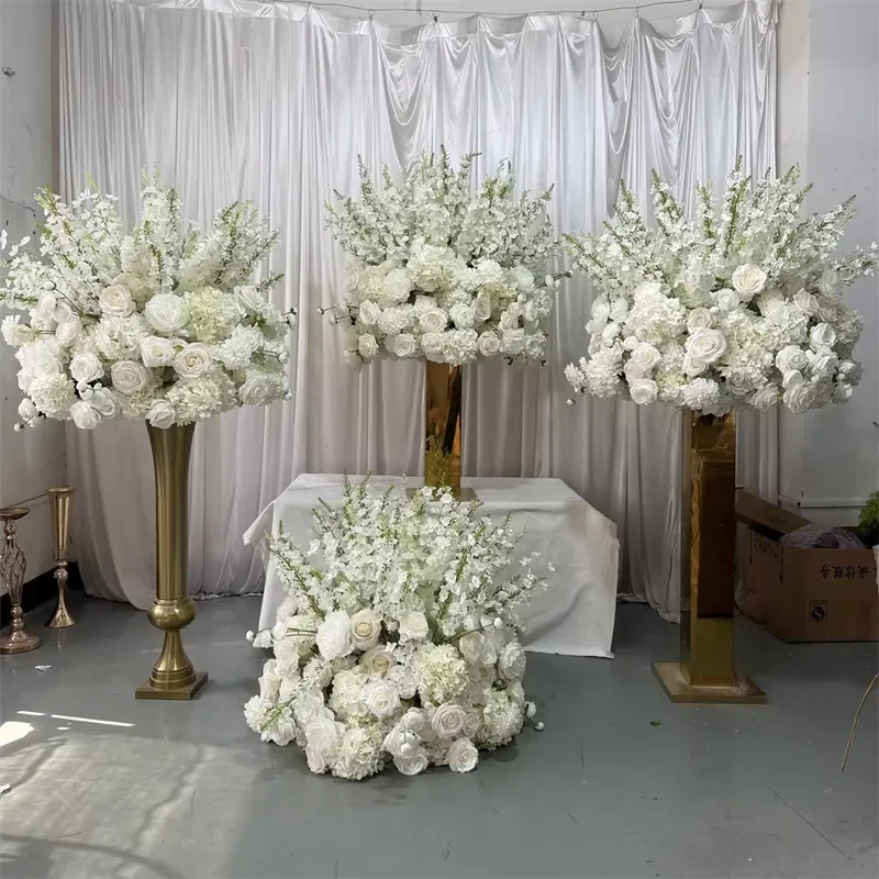 IFG Hot Selling Artificial Large 80cm White Flower Ball Centerpieces for Weding Table Decorations