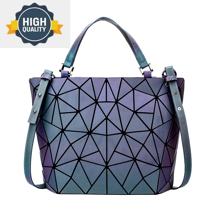 

Luminous bao ladies bag geometric bags for women 2024 Quilted Shoulder Bags Laser Plain Folding female Handbags bolsa feminina