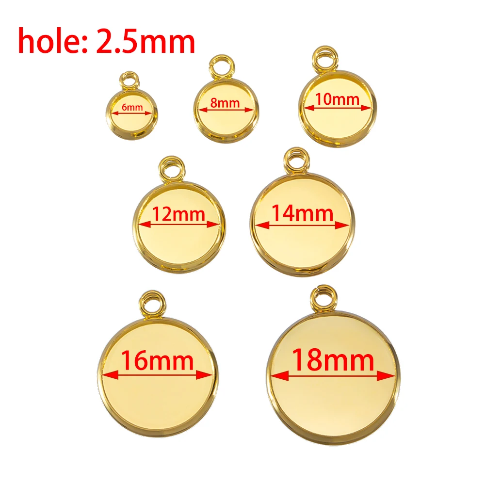 20pcs Gold Color Stainless Steel Cabochon Base Pendant Setting Blank Round Tray for DIY Resin Jewerly Making Findings Wholesale