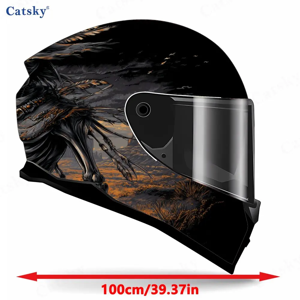 Gun-holding Skeleton Cowboy Print Helmet stickers , PVC Material Multifunctional Helmet Stickers, Scratch-Resistant & Fade-Proof