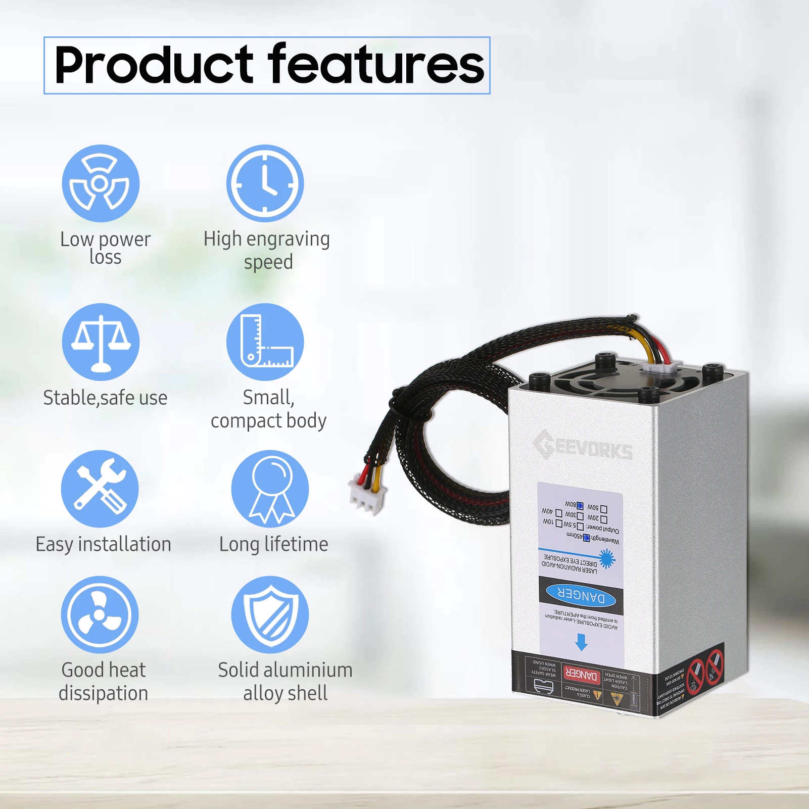 80 واط 40 واط وحدة الليزر 450nm النقش بالليزر رئيس قابل للتعديل البعد البؤري لآلة الحفر بالليزر آلة قطع جهاز التوجيه باستخدام الحاسب الآلي #2