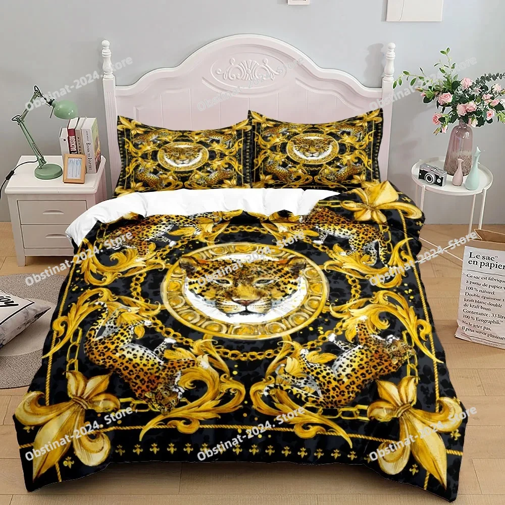 

European Style Baroque Pattern Lion Duvet Cover Set King Queen Double Full Twin Single Size Bed Linen Set
