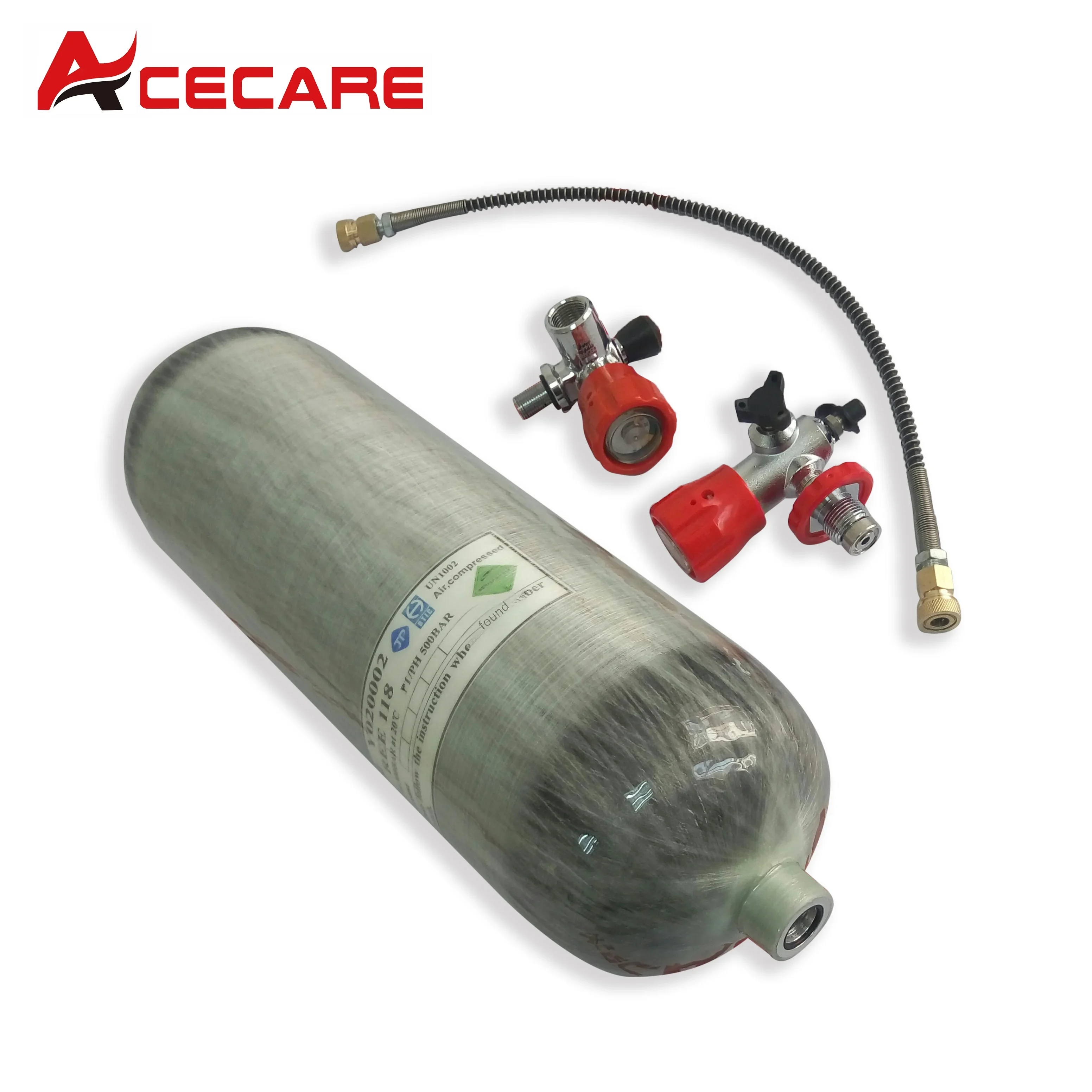 ACECARE dot 6.8L/415cu in  HPA Carbon Fiber Cylinder Scuba Valve Tank 30Mpa 300Bar 4500Psi Valve Fill Station For Diving