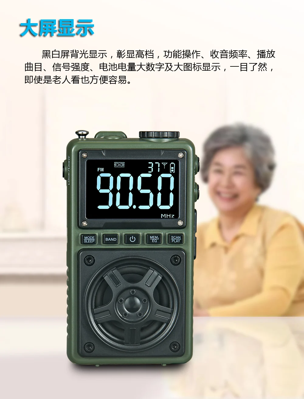 NEW DEGEN 213 full band stereo radio, lossless music,TF card MP3 Bluetooth playerw with Flashlight function