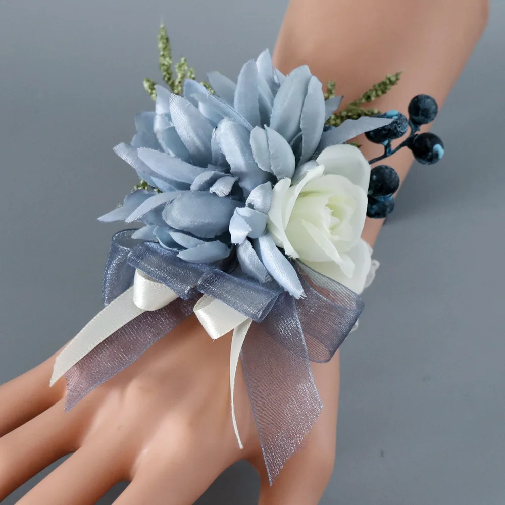 Boutonniere y ramillete de muñeca, accesorios de boda, novio y novia, hermanas, mejores amigos, simulación de bola de flores, fábrica de banquetes