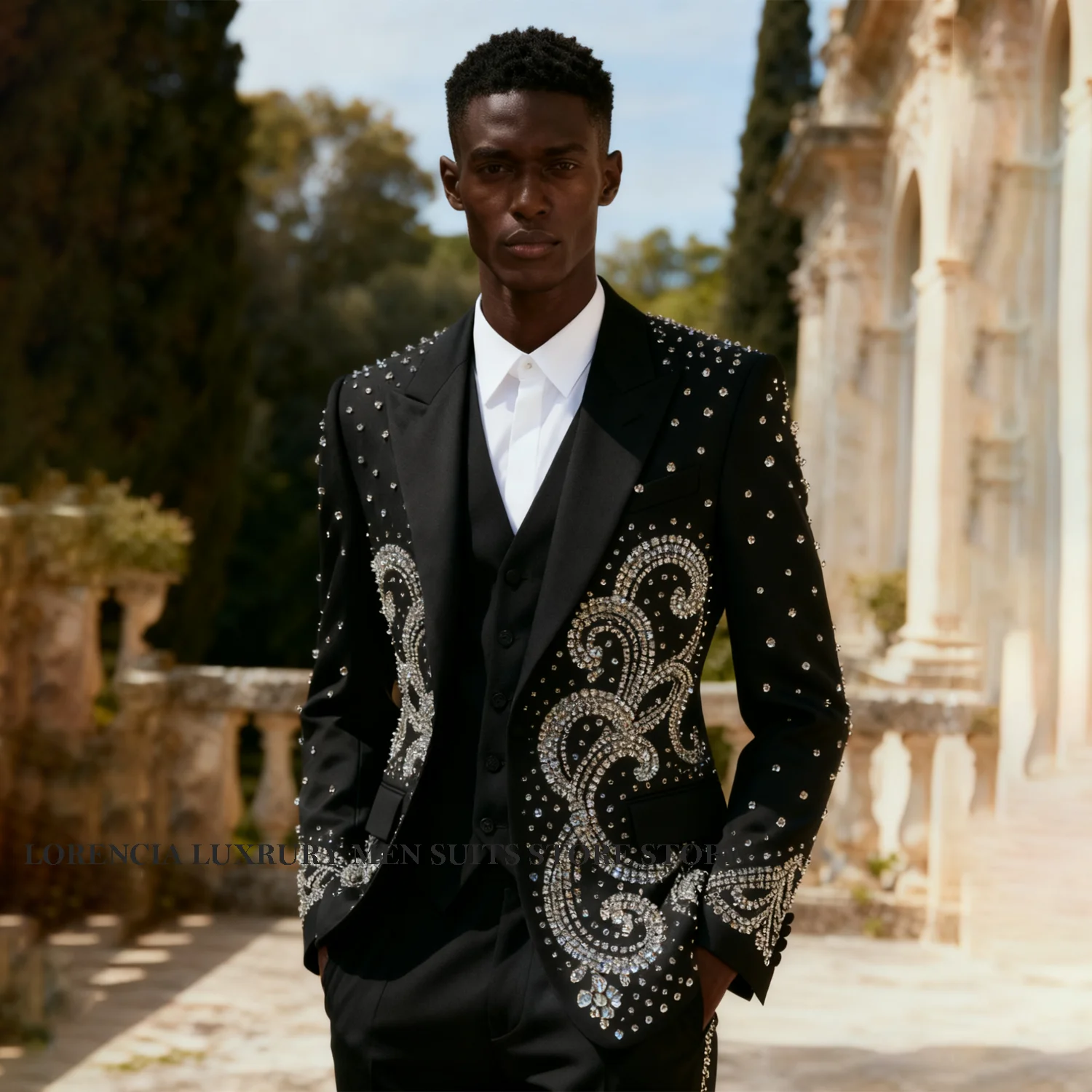 

Мужские блестящие костюмы с африканским орнаментом и стразами, индивидуальные комплекты из 2 предметов, мужские пиджаки для жениха, смокинги для свадебной вечеринки, Ropa hombre
