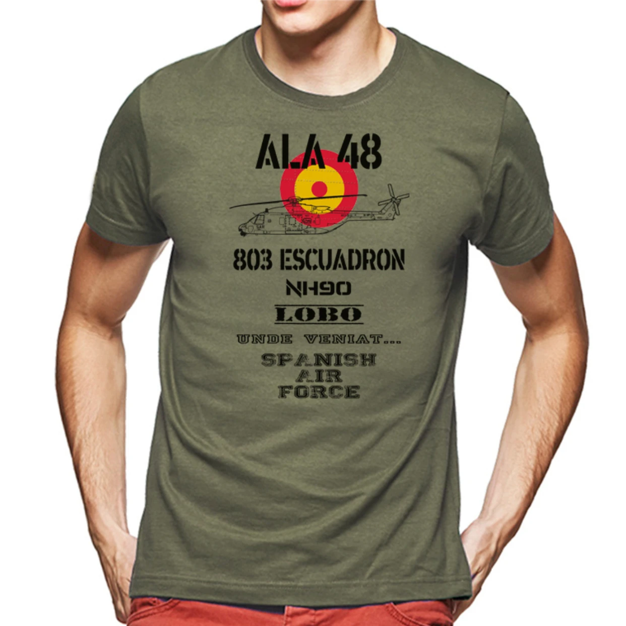 Spanish Air Force ALA 48 803 Squadron NH90 Helicopter T-Shirt. Premium Cotton Short Sleeve O-Neck Mens T Shirt New S-3XL